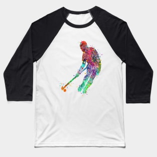 Field Hockey Player Watercolor Sport Baseball T-Shirt